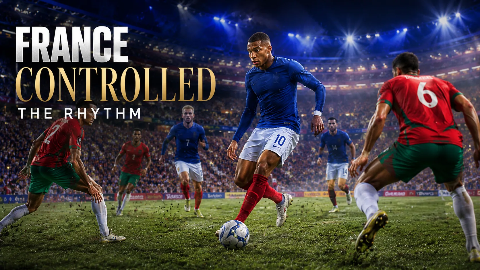 France controlling the rhythm against Morocco in a 2026 World Cup quarterfinal