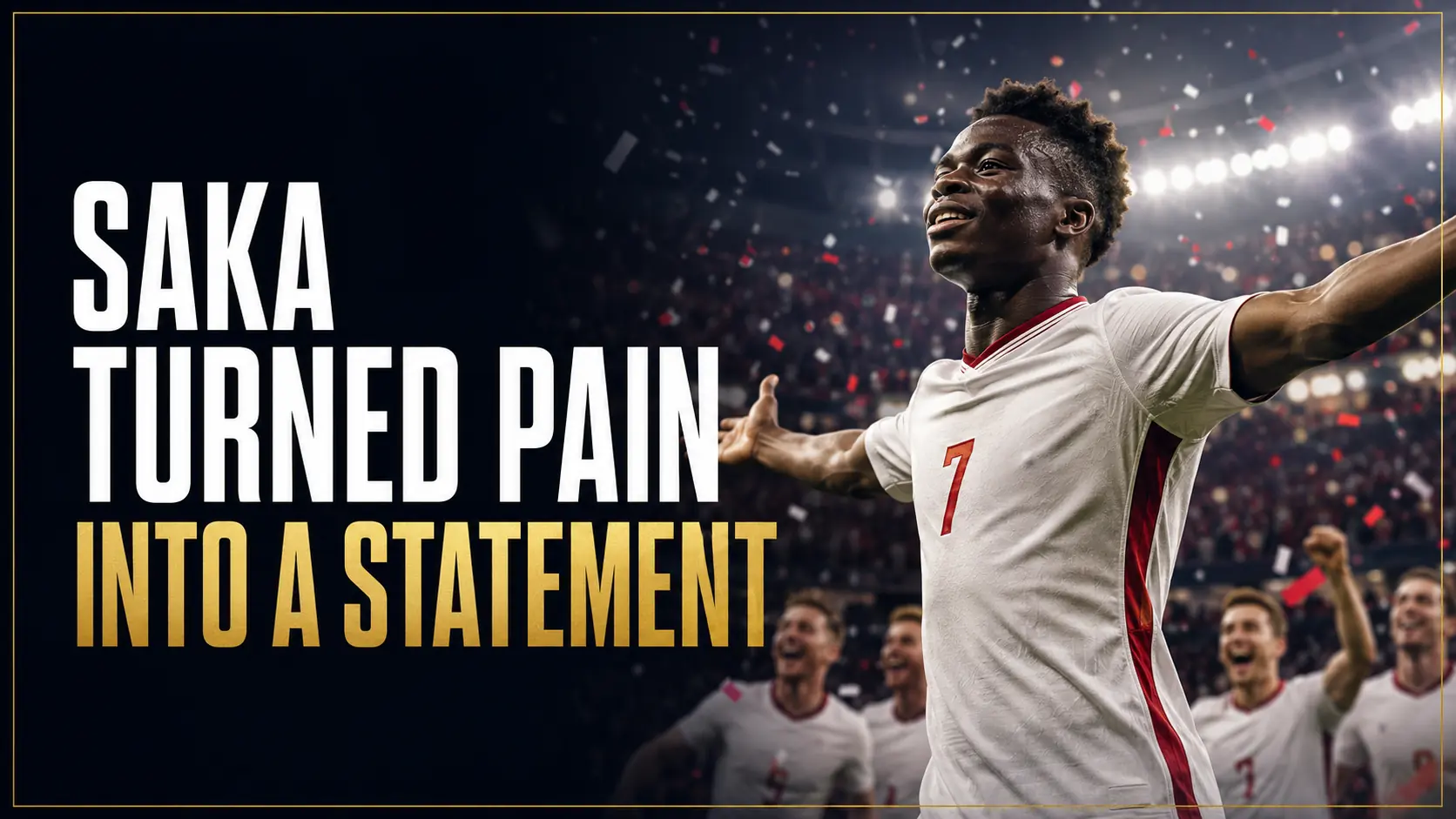 Bukayo Saka celebrates his hat-trick and England’s victory over France in the World Cup third-place match.