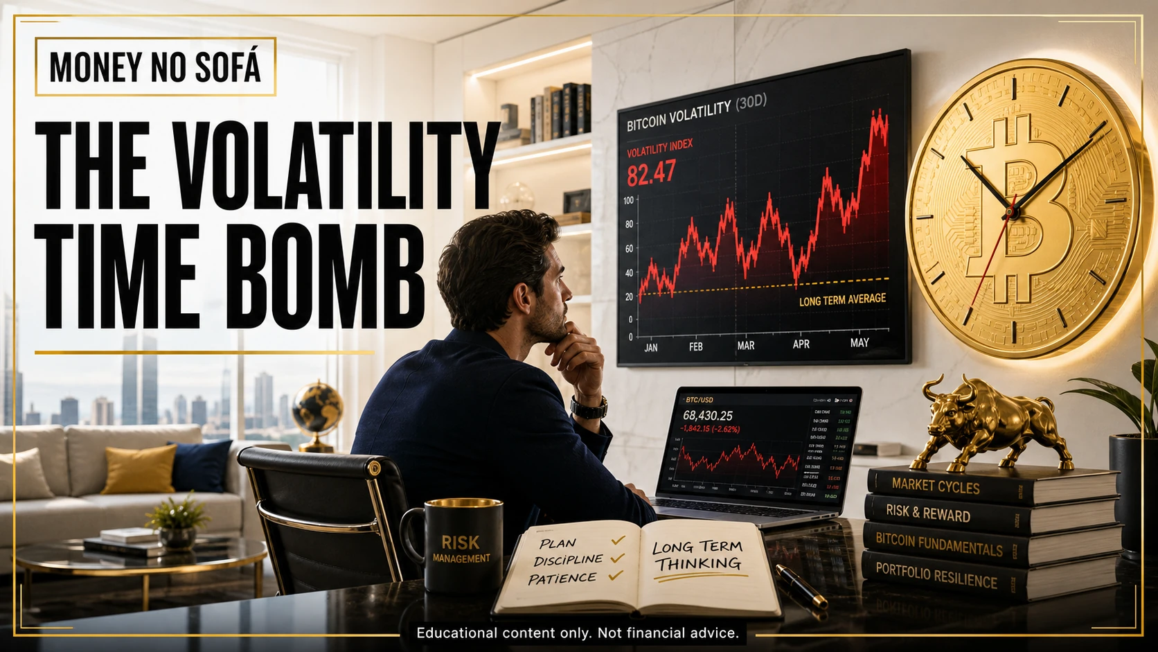 Investor evaluating Bitcoin volatility and market risk