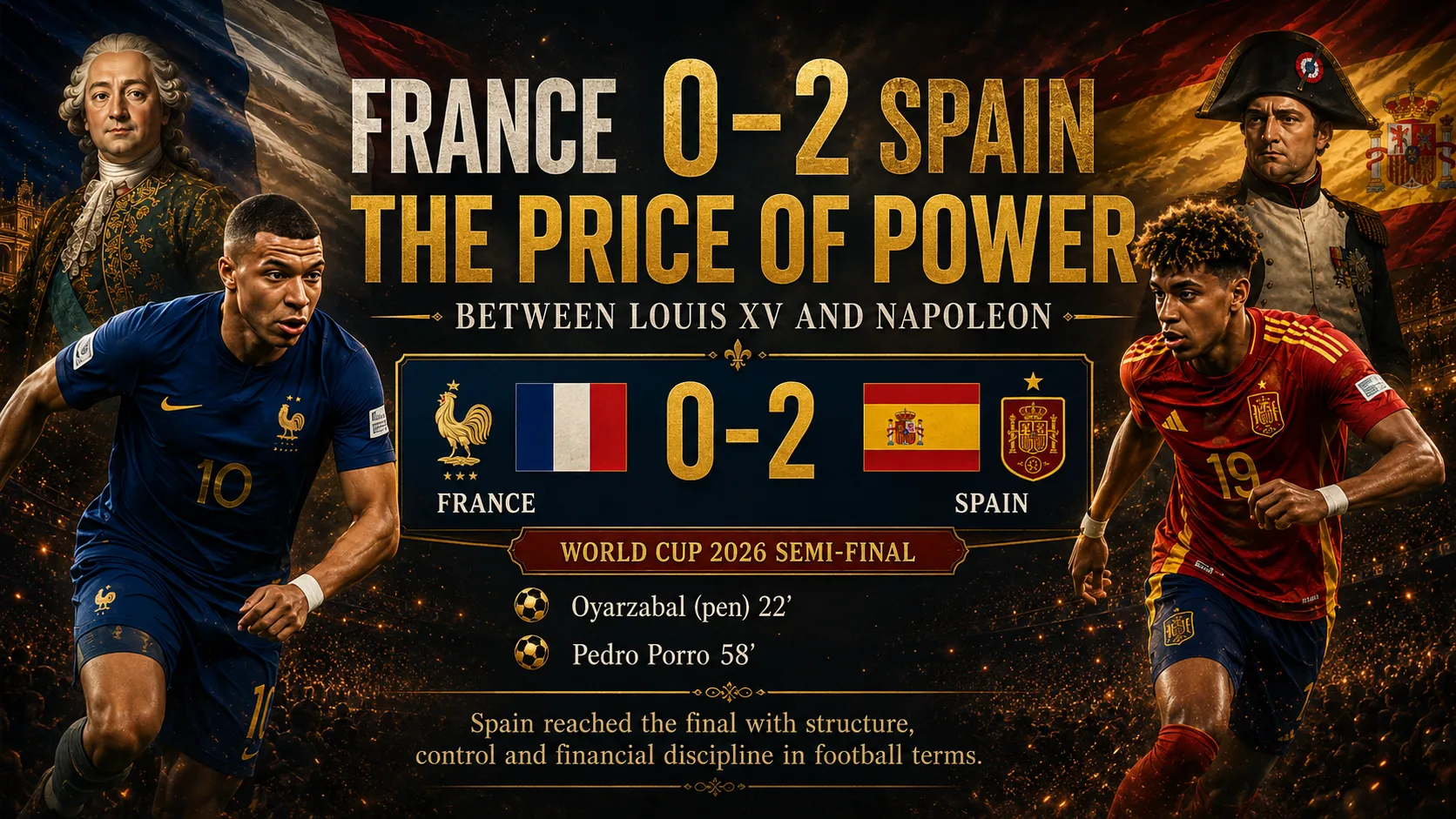 France versus Spain World Cup semi-final score and the financial price of power