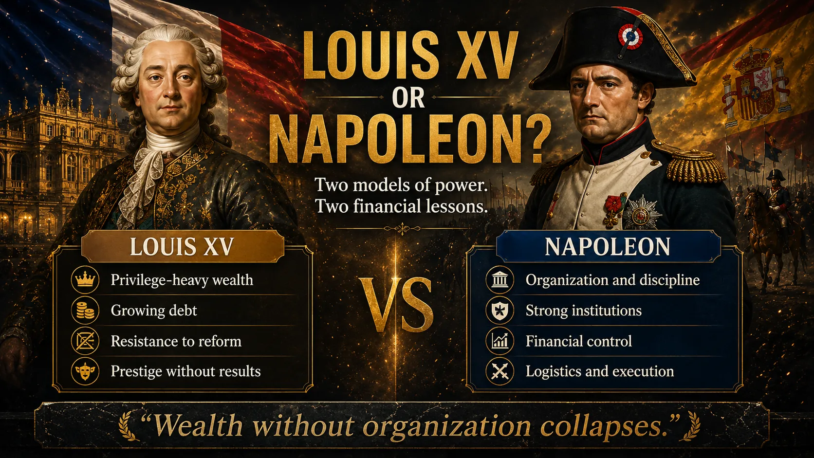 Louis XV and Napoleon compared as two models of financial power, institutions and execution