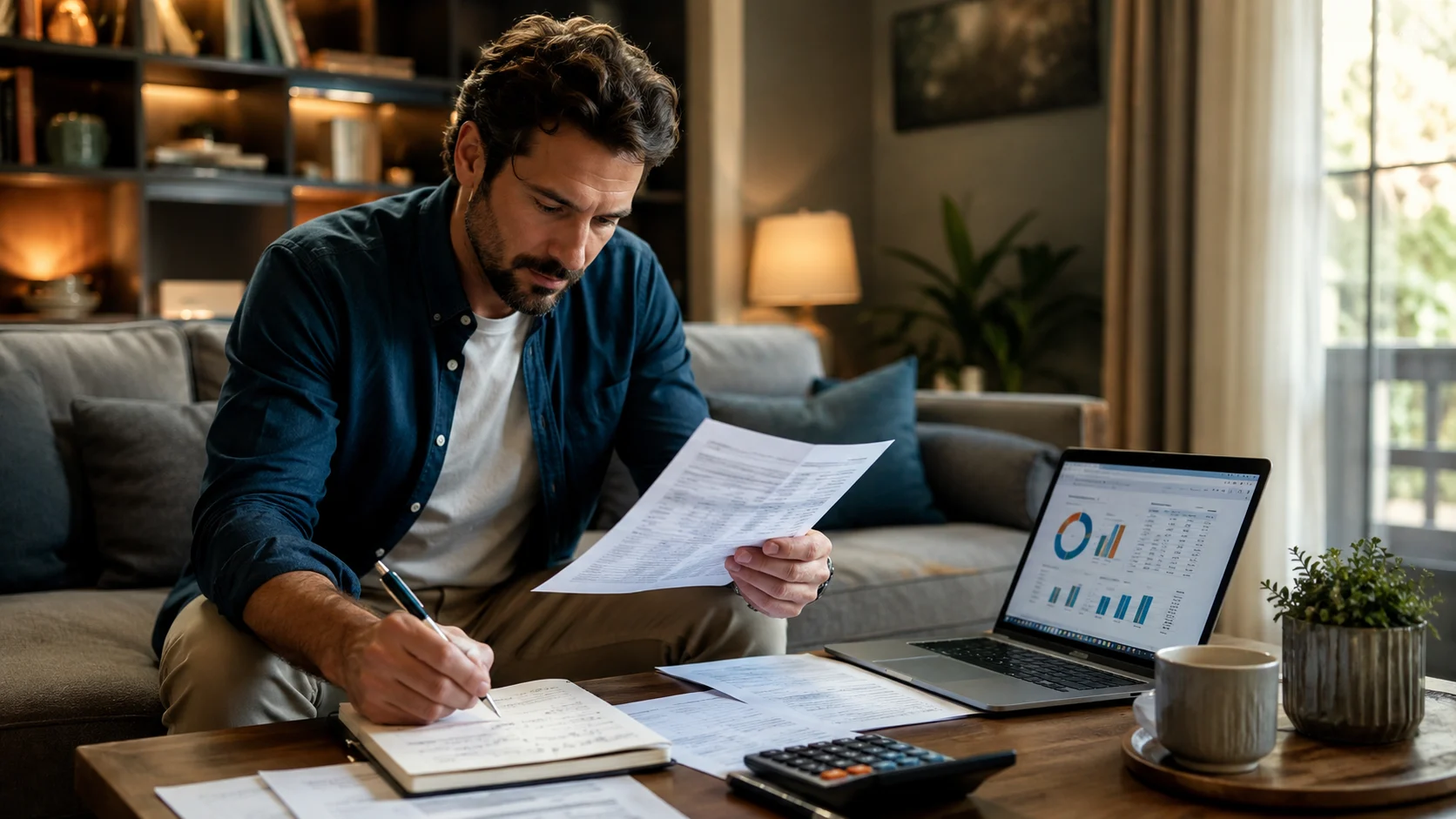 Family reviewing household budget before spending during the World Cup