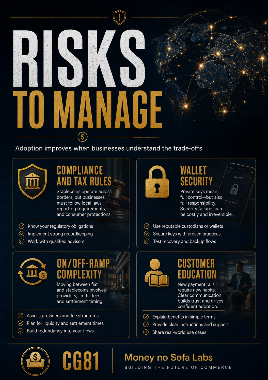 Stablecoin payment risks including wallet mistakes compliance liquidity issuer and accounting