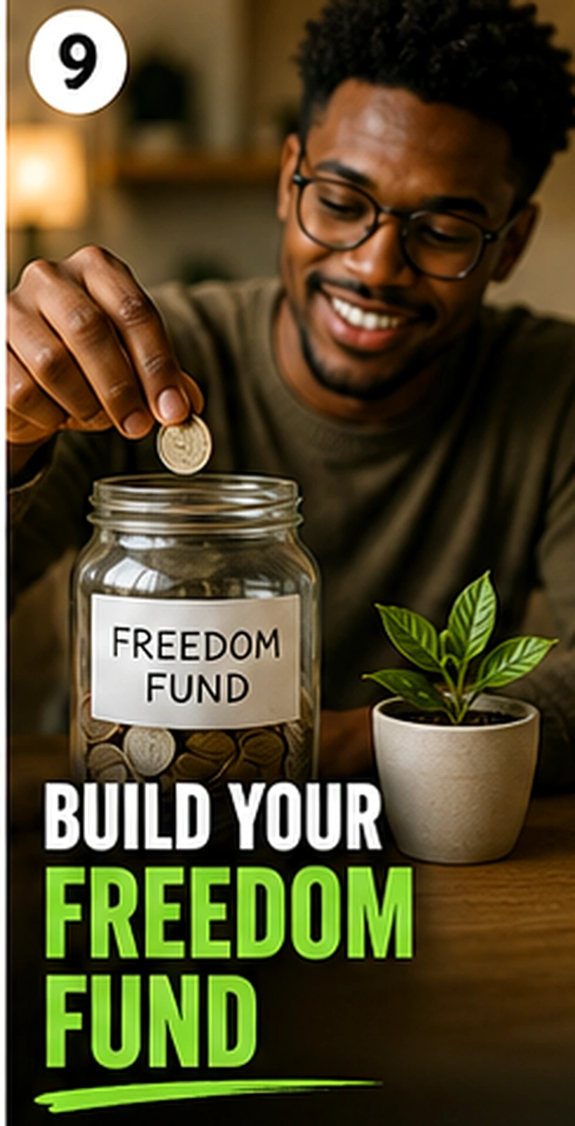 Savings jar and long-term freedom fund concept