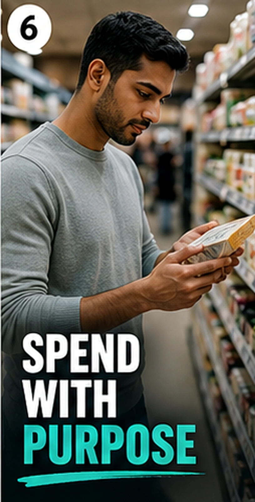 Shopper reading prices and choosing intentionally