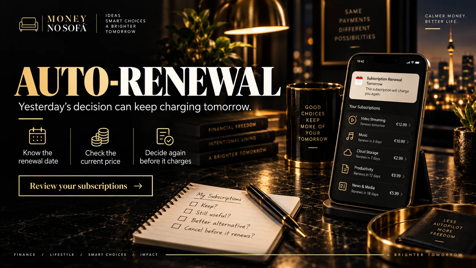 Money no Sofá — auto renewal subscriptions