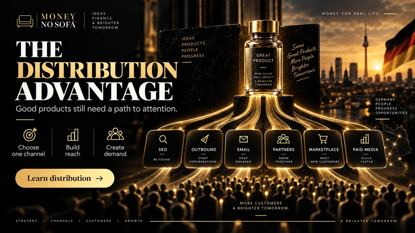 Money no Sofá — distribution advantage