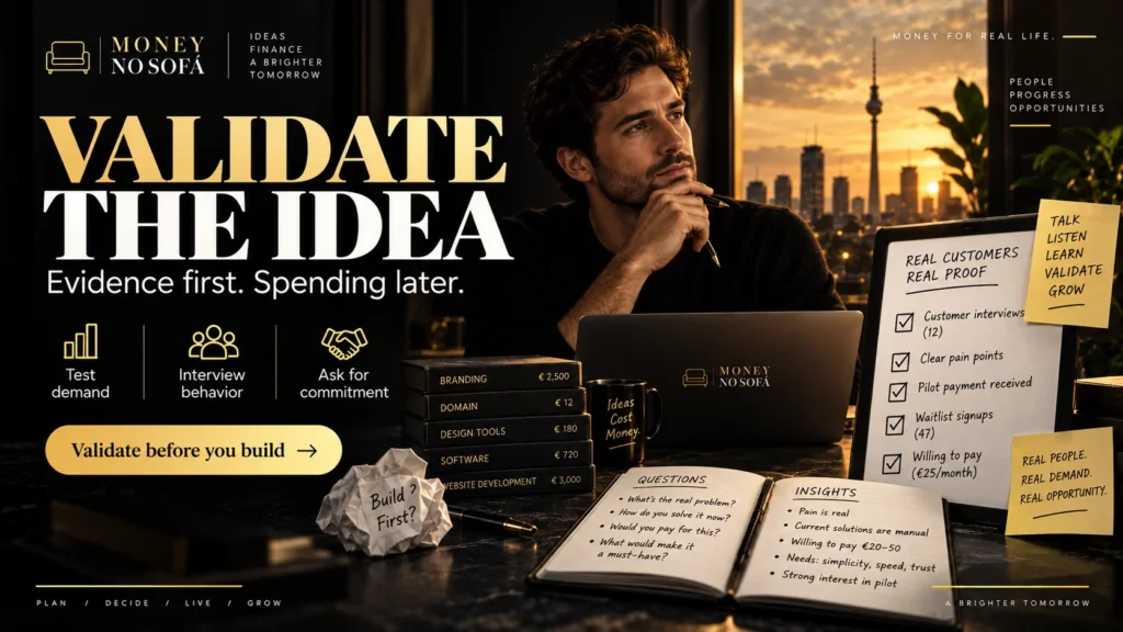 Validate a Business Idea Before Spending Money — Money no Sofá