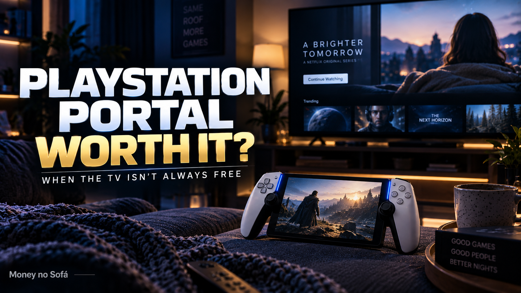 PS5 Pro editorial visual — Money no Sofá