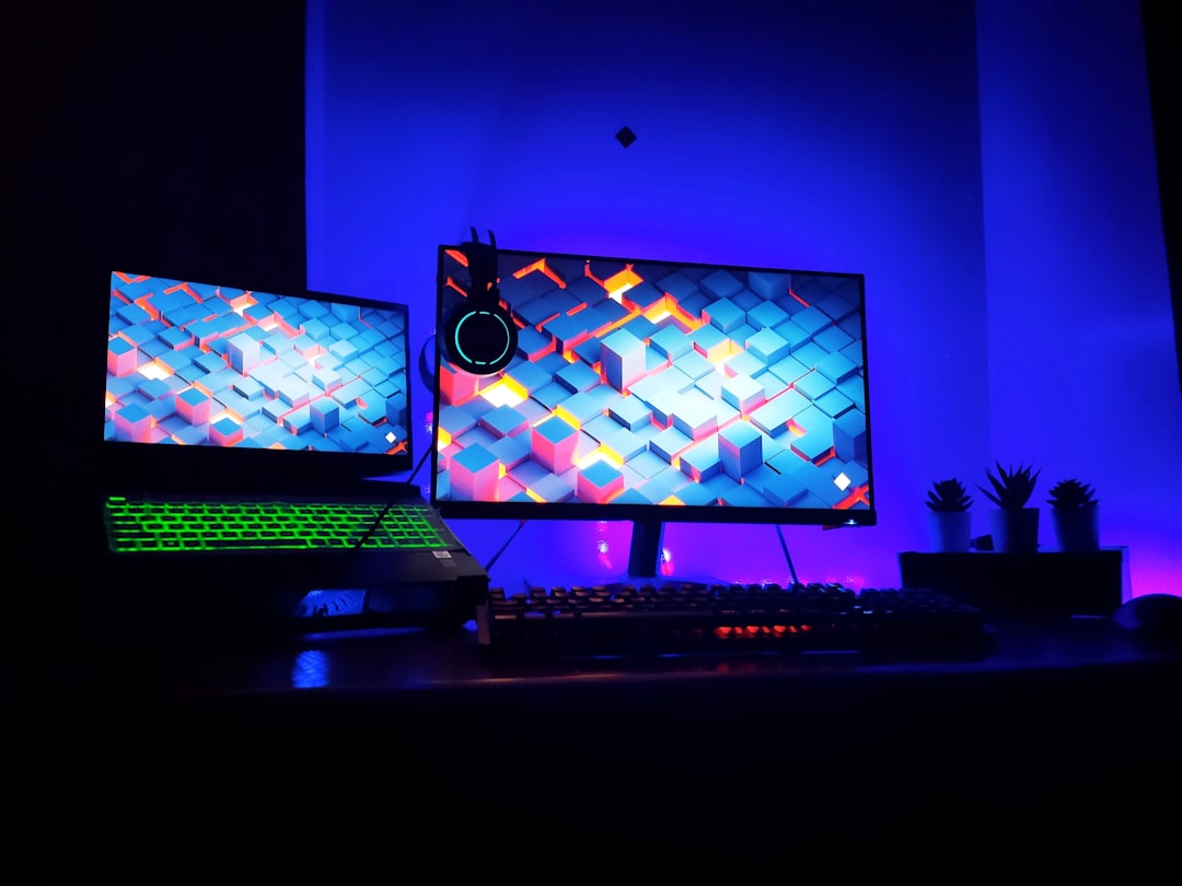 Premium gaming setup with monitor and controller
